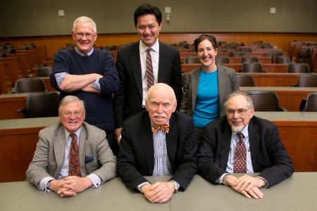 top row (L-R):  Paul Pickowicz, Alex Wang, and Rachel Stern  bottom row (L-R):  Stanley Lubman, Jerome Cohen, and Harry Scheiber photo