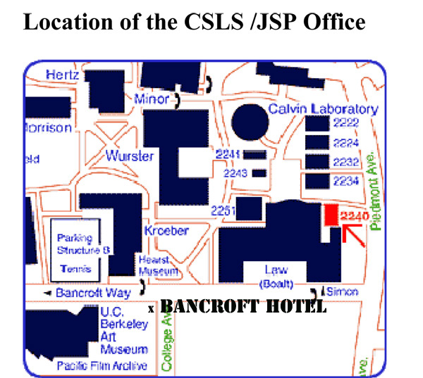 map illustration showing location of 2240 Piedmont Avenue relative to location of Bancroft hotel
