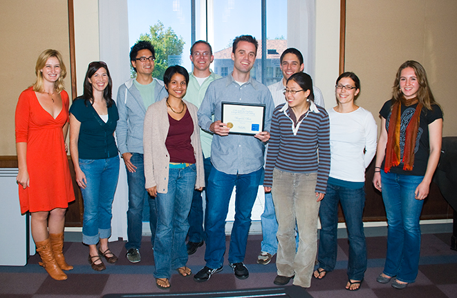 Benjamin Botts ’10 (center) surrounded by other CEB award nominees. 