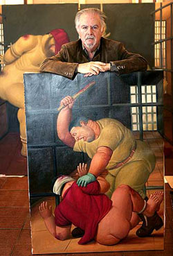 Fernando Botero with painting