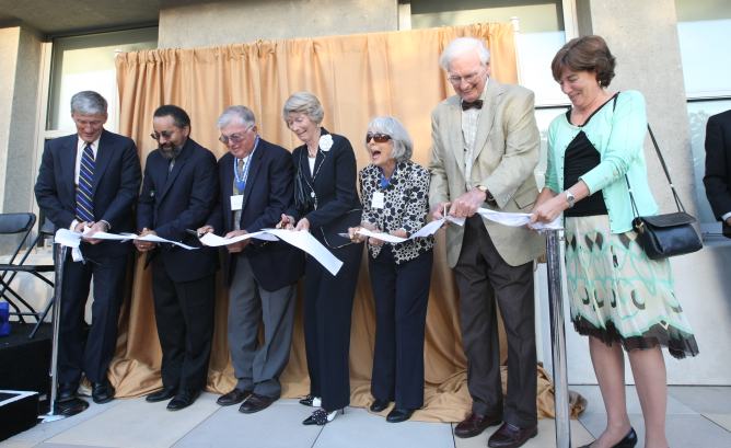 Members of the Berkeley Law community gathered for October 2nd ribbon-cutting ceremony that unveiled the I. Michael Heyman Terrace.