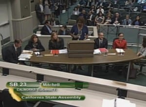 Jill Adams, Sen. Holly Mitchell, Frank Mecca, Jessica Bartholow at SB 23 Assembly Hearing M