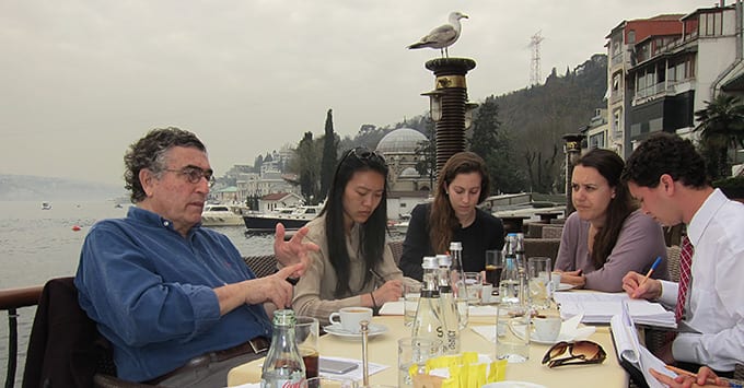 Berkeley Law students interview Turkish journalist Hasan Cemal.