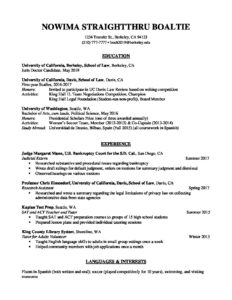 Transfer Resume Samples Private Sector Berkeley Law