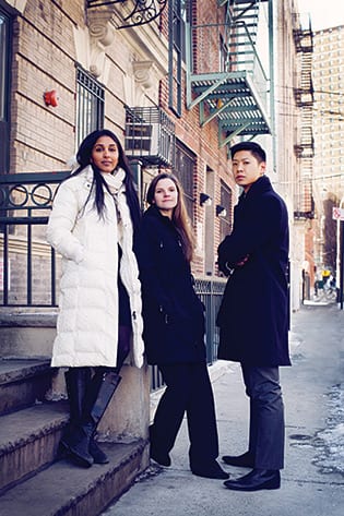 Anisha Gupta, Emily Gladden, and Chris Lau in the Bronx. Photo by Jorg Meyer