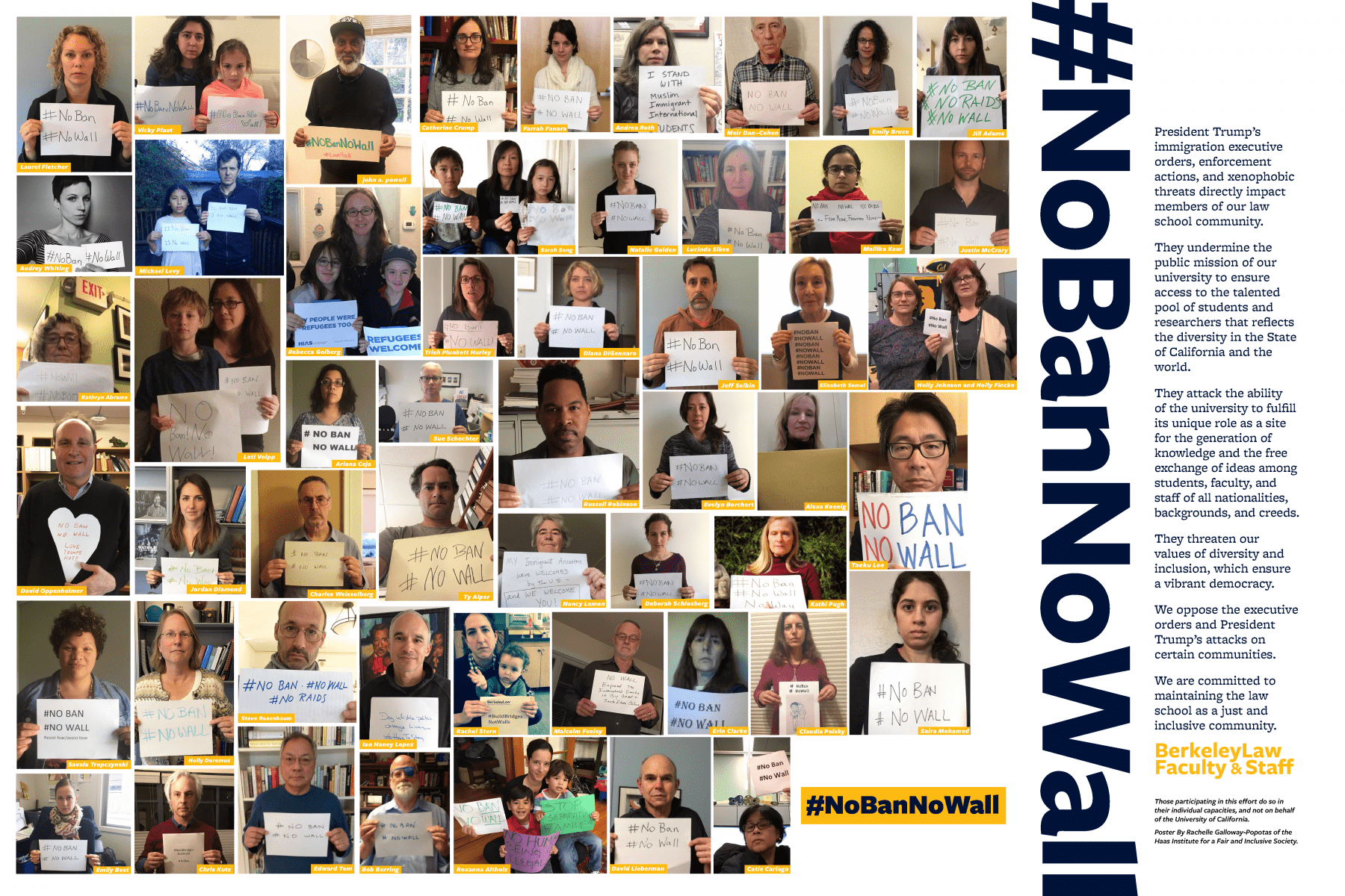 View article Berkeley Law Faculty & Staff #NoBanNoWall Statement and Poster of Support