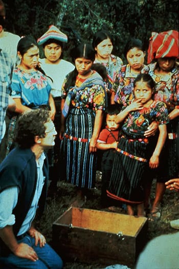 Eric Stover doing forensic work in Guatemala in the 1980s, at the site of a mass grave.