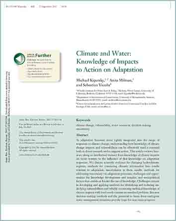 View Climate and Water: Knowledge of Impacts to Action on Adaptation