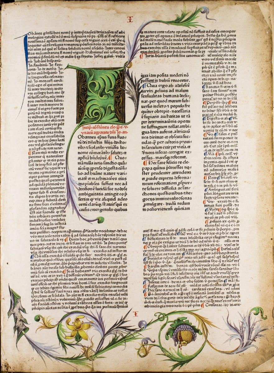 Image of illuminated folio edition of the Constitutiones Clementinae