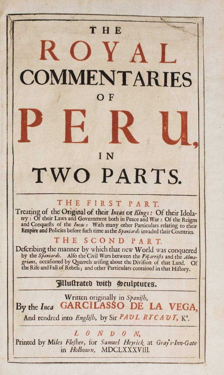 Photography of The royal commentaries of Peru, in two parts