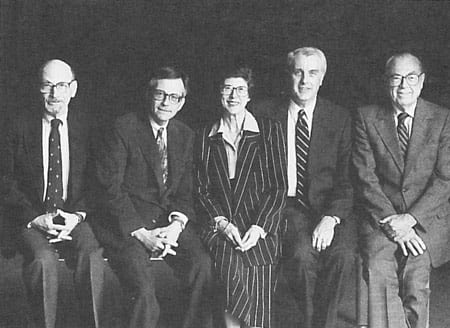 Deans Sanford Kadish, Jesse Choper, Herma Hill Kay, Ed Halbach, and Frank Newman.
