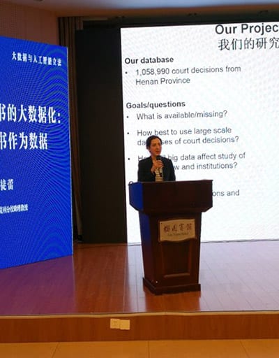 Rachel Stern presents her findings at a recent conference on big data in Nanjing, China.