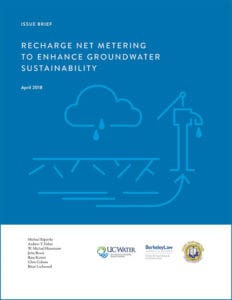 Cover of issue brief entitled "Recharge Net Metering to Enhance Groundwater Sustainability"