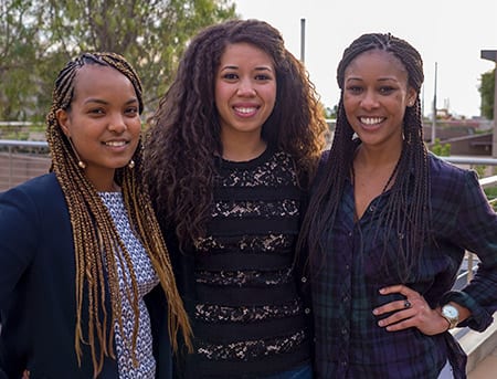 Samya Abdela ’18, Chante Westmoreland ’18, and Drew Washington ’19