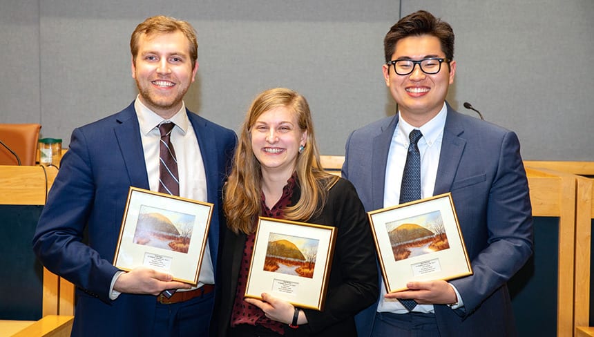 Second-year students Jarrod Ingles, Abigail Burman, and Ryan Yang Sun