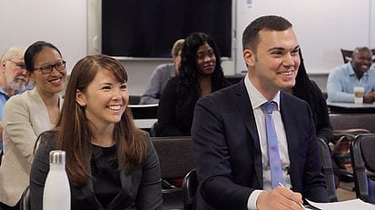 Berkeley Law's champion team of Jenna Zhang '20 and Sebastien Wadier '20.