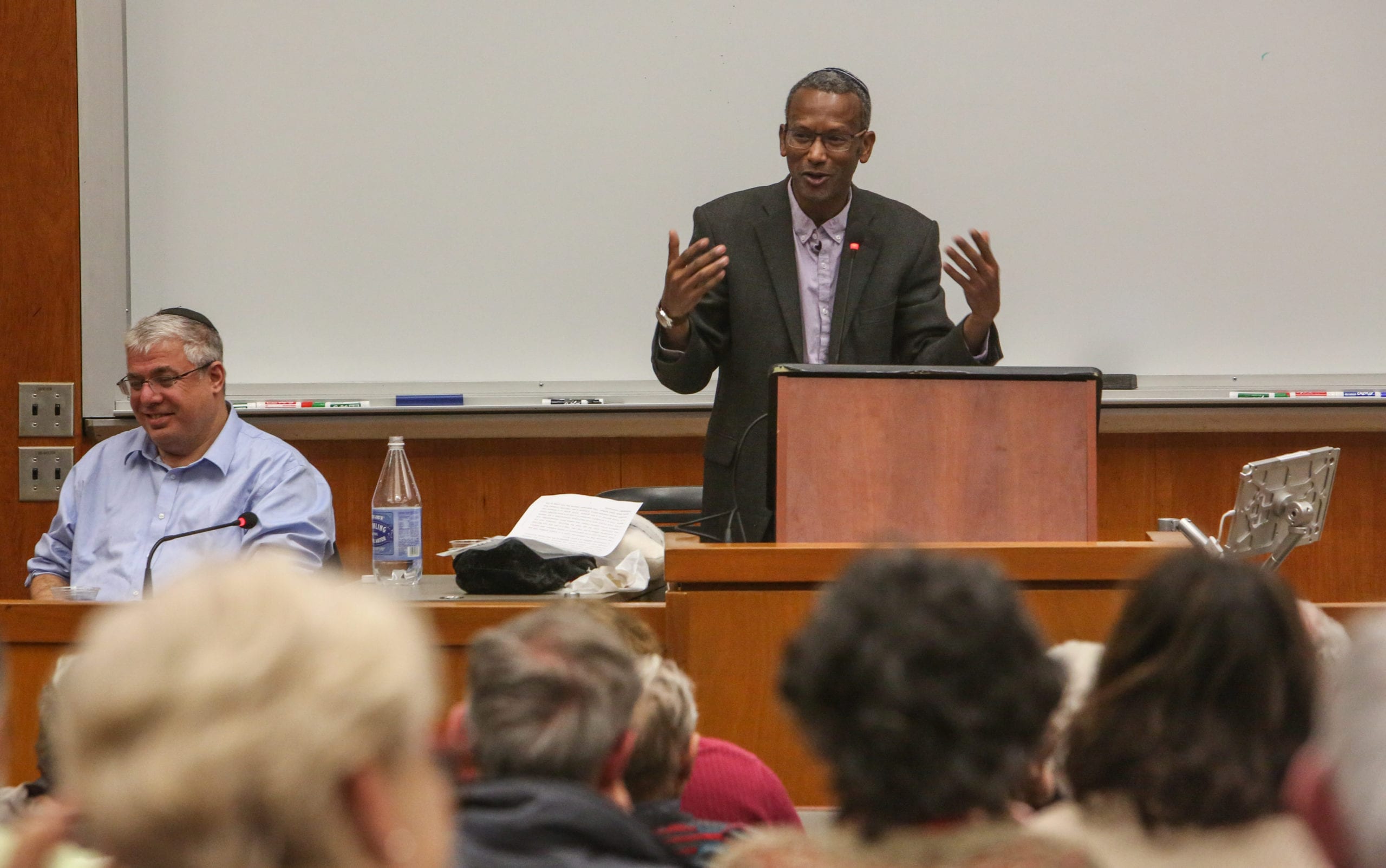 Photograph of Professor Rabbi Sharon Shalom lecturing