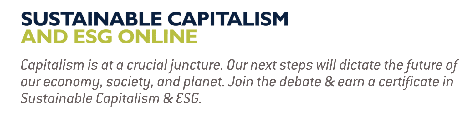 Sustainable Capitalism and ESG