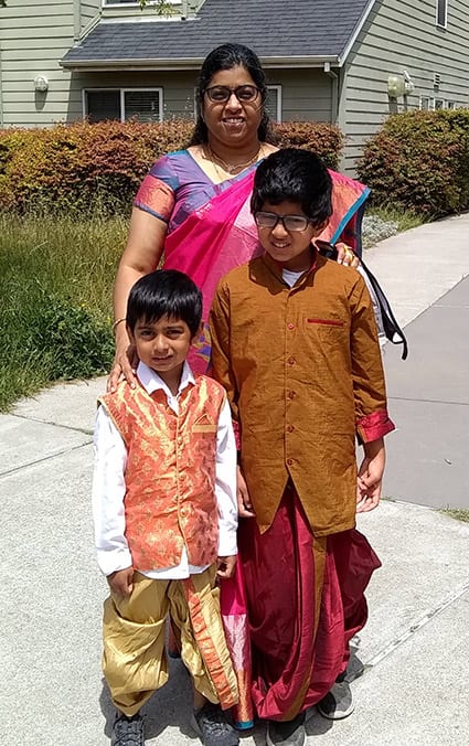 Pallavi Kondapalli '20 with her sons 