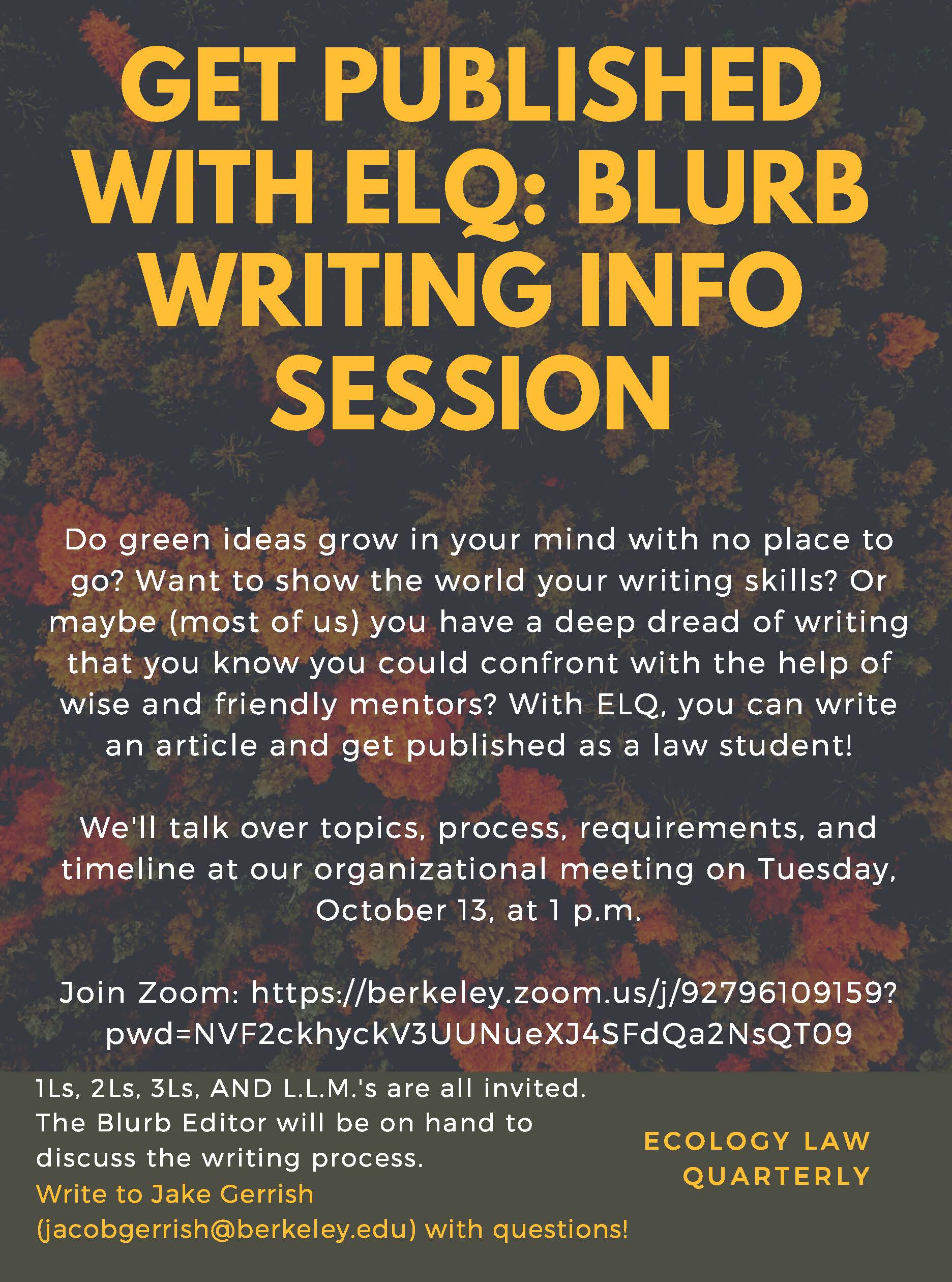 Get Published with ELQ: Blurb Writing Info Session  Berkeley Law