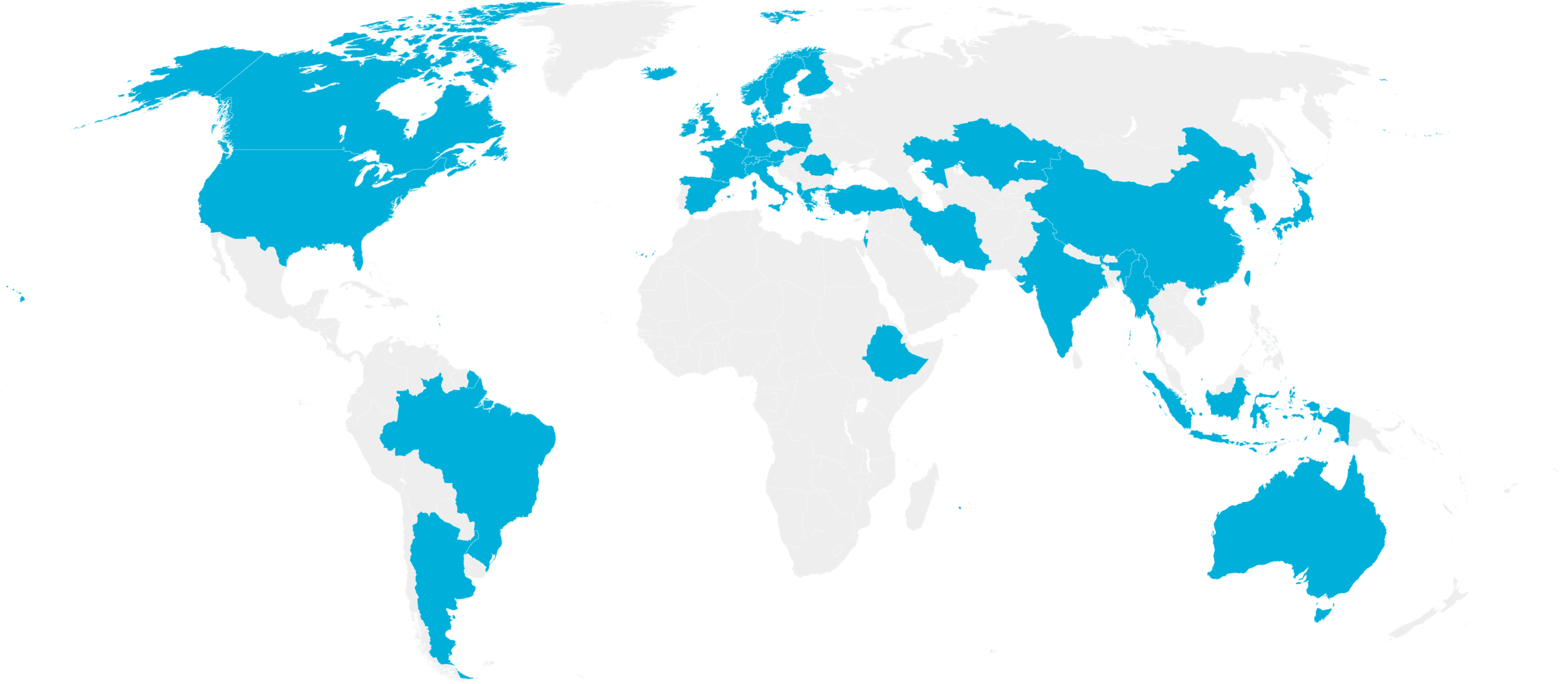 world map highlighted to show countries where scholars come from