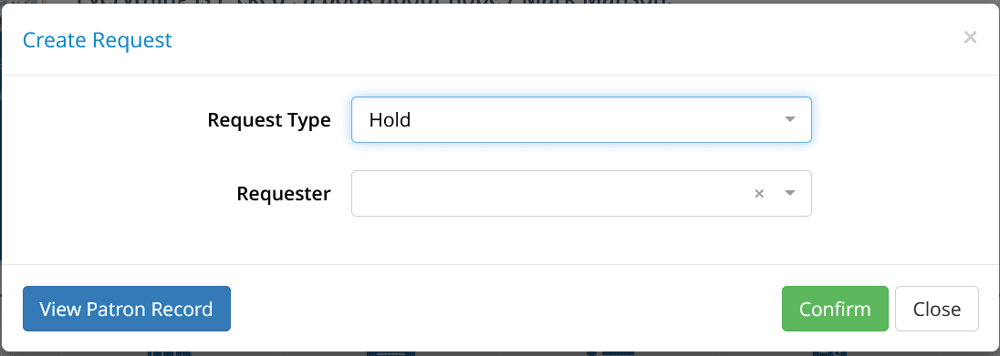 screenshot for the type of hold