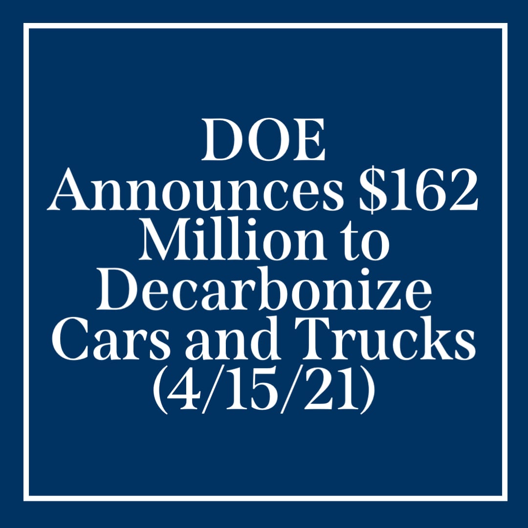 DOE announces $162 million to decarbonize cars and trucks