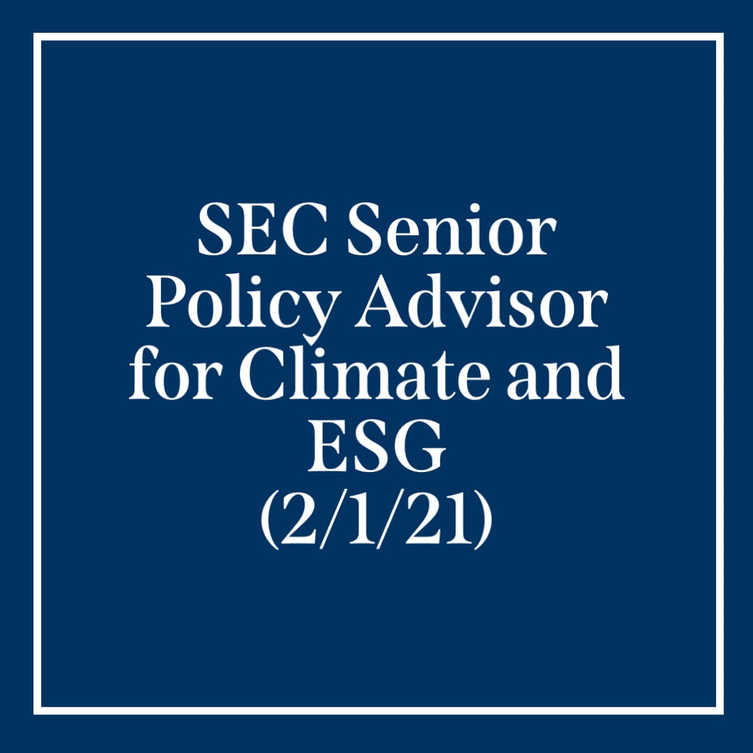 SEC senior policy advisor for climate and ESG