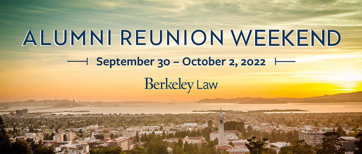 Alumni Reunion 2022 banner - Sept. 30-Oct. 2 with campanile and sunset