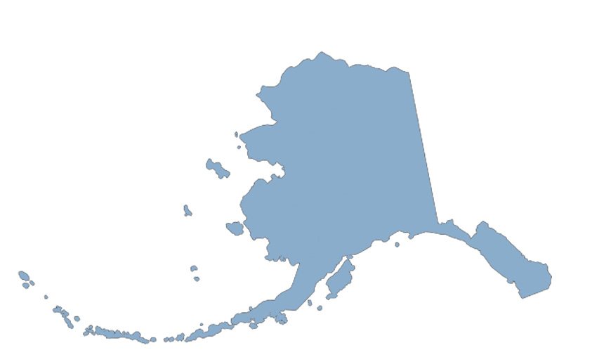 Alaska State Map in solid blue color