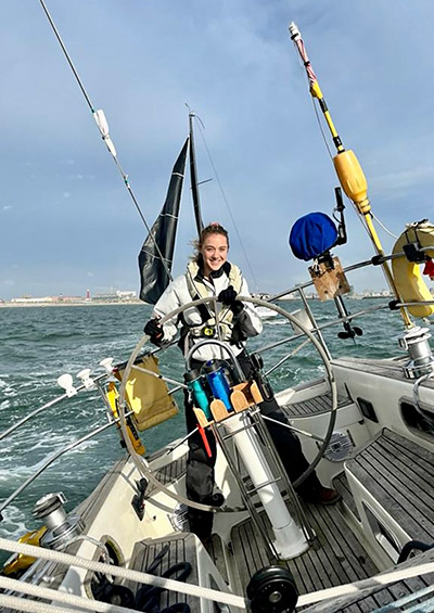 Paloma Palmer on sailboat