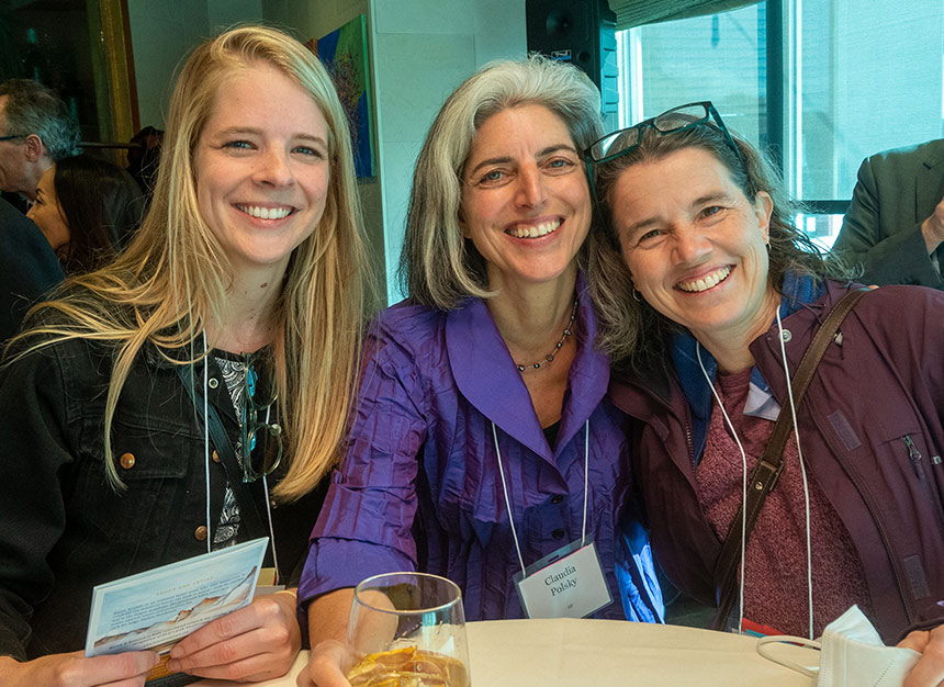 Claudia Polsky ’96, Samantha Murray ’21 (left) and Shona Armstrong ’97