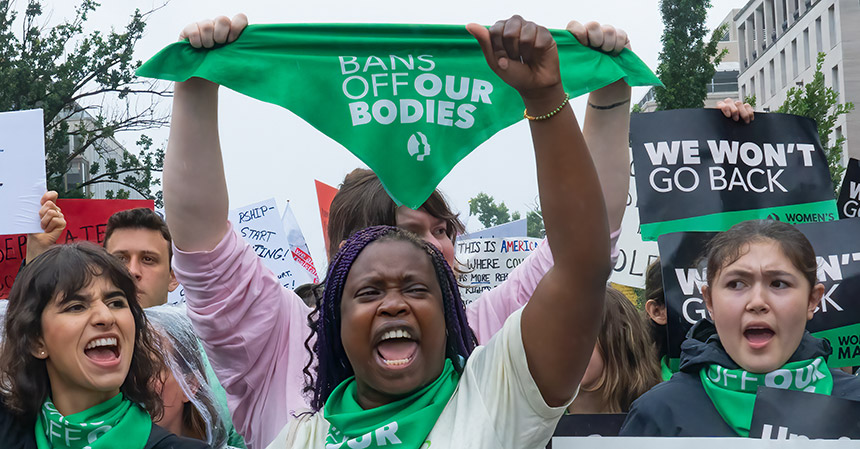 Women protesting at a demonstration