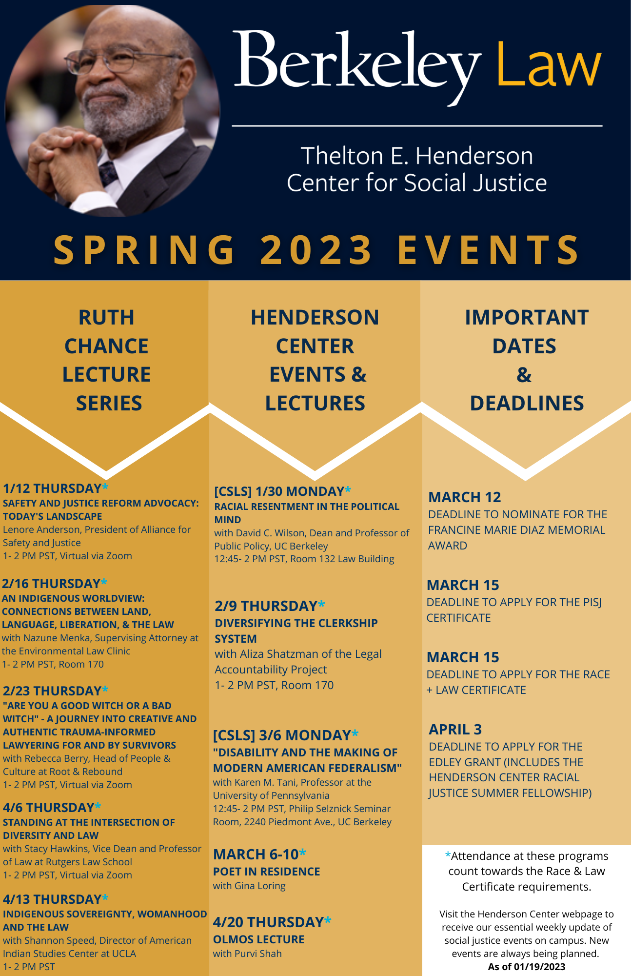 Henderson Center events calendar for spring 2023