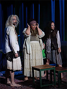 Actors playing three witches in Macbeth