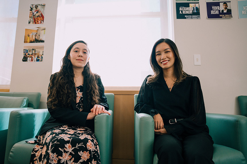 Zabdi Salazar and Chloe Pan sitting in chairs