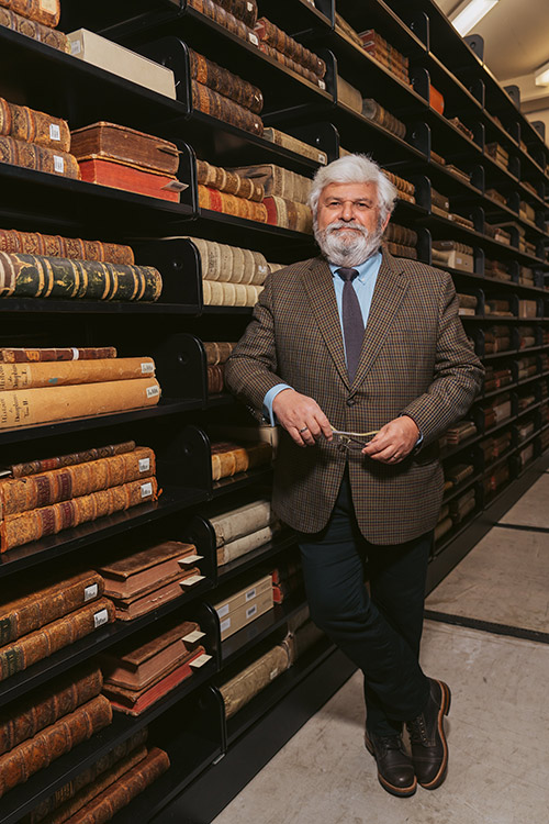 Professor Laurent Mayali in library