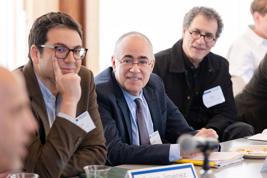 Berkeley Law Professor Hanoch Dagan (center), director of the Center for Private Law Theory, with USC Law Professor Felipe Jiménez (left) and Tel Aviv University Professor Roy Kreitner