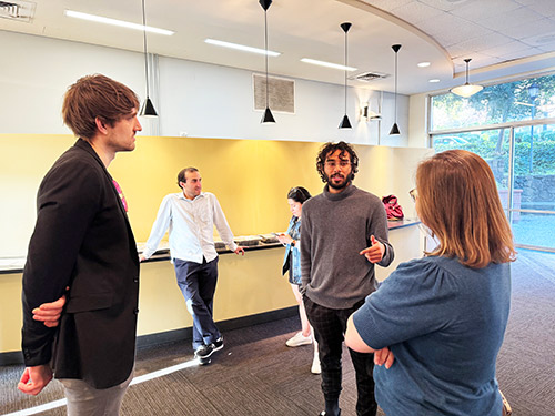 People chatting casually in a room