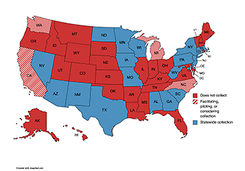 Map of United States with red and blue highlights