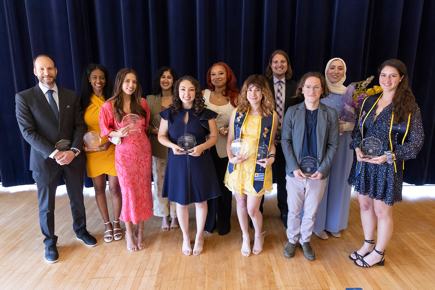 Large group of awardees posing
