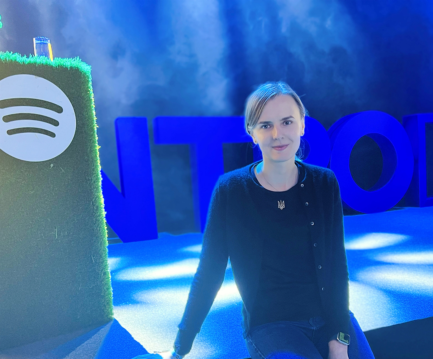 Poudel with Spotify logo