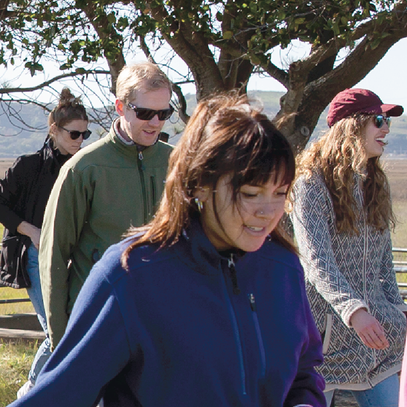 close up of ELC students walking in a path