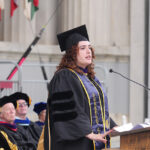 Eleni Anagnostopoulou giving commencement speech