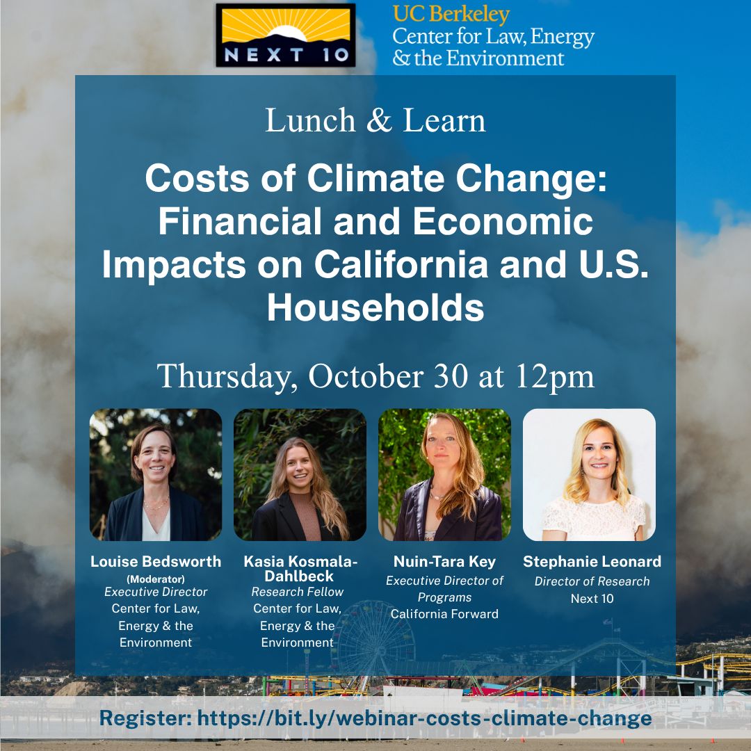 Costs of Climate Change Webinar Flyer with Headshots of main speakers.